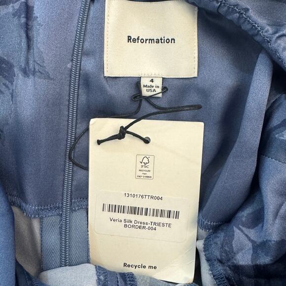 Reformation Veria Silk Dress Trieste Border - Picture 9 of 11